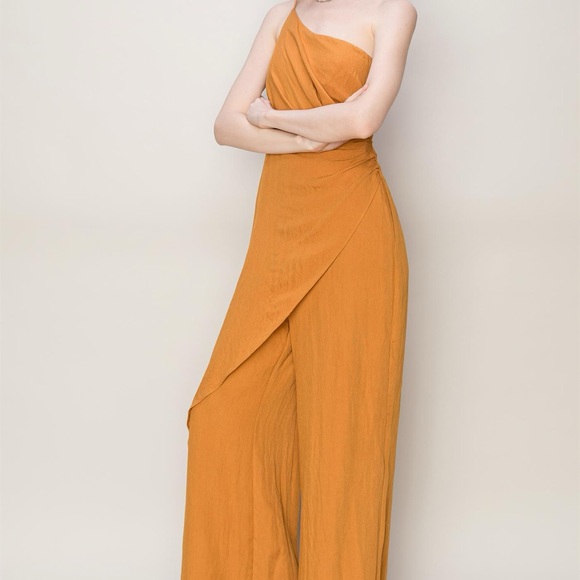 Caramel One Shoulder Jumpsuit NWT - Picture 6 of 11